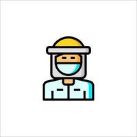 A man in a protective mask and helmet icon vector