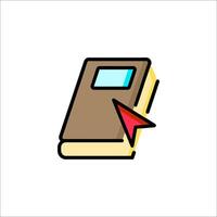 A book with a red arrow pointing to it vector