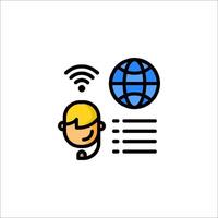 A person with a phone and a globe icon vector