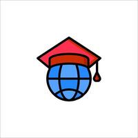 A globe with a graduation cap on it vector