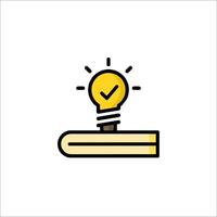 A light bulb on top of a book icon vector
