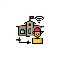 A man is standing in front of a school building vector
