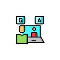 A person sitting at a computer with a q and a a on it vector