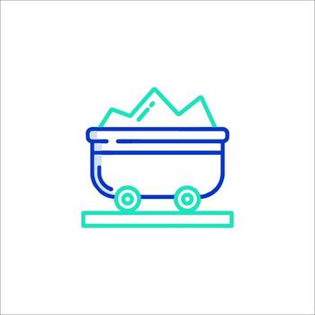A line icon of a wagon with a mountain in it vector