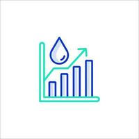 A line icon of a graph with a drop and a bar vector