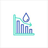 A line icon of a drop and a bar graph vector