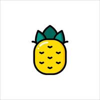 A pineapple icon with a green leaf on it vector