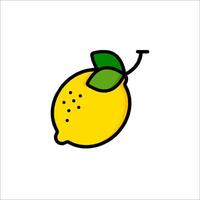 A lemon icon with a leaf on it vector