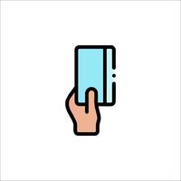 Hand holding a book icon on a white background vector
