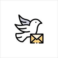 A white dove with an envelope icon vector