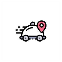 A car icon with a map pin on it vector
