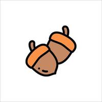 Two acorns are shown in a cartoon style vector