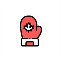 A red mitten with a maple leaf on it vector
