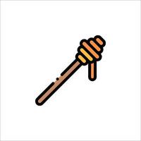 A stick with honey on it is shown in a line vector