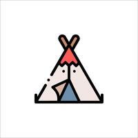 A teepee icon with a red hat on top vector