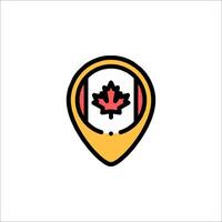 Map pin with canada flag and maple leaf icon vector