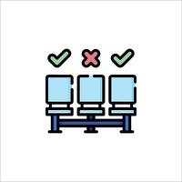 A line drawing of a chair with a check mark vector
