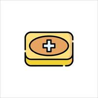 A yellow box with a cross on it vector