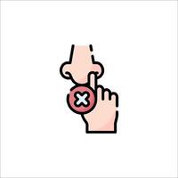 A hand holding a red button with a cross on it vector