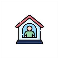 A man in a house icon vector