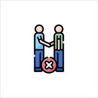 Two people shaking hands with a red cross vector