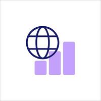 A globe and a bar chart icon vector