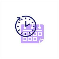 A clock and calendar icon on a white background vector