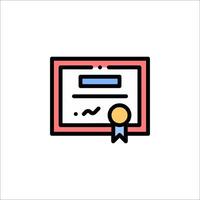 A certificate icon with a ribbon on it vector