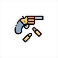 A revolver and a bullet icon vector
