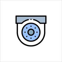 A blue and white icon of a security camera vector