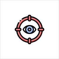 An eye icon in a circle with a red and blue outline vector