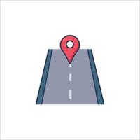 A road with a pin on it and a map marker vector