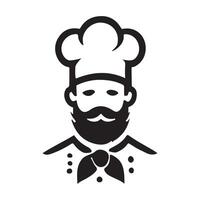 Silhouette Icon of a Bearded Chef in Uniform vector