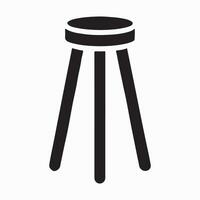 Simple Black Silhouette Tri-legged Stool Illustration vector