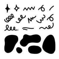 Doodle cute glitter pen line elements. sparkle decoration symbol set icon. Simple sketch line style emphasis, attention, pattern elements. vector