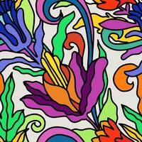 colorful Tropical forest botanical Motifs scattered random. Seamless texture Floral pattern in the many kind of wild plants Printing with in hand drawn style. vector