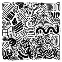 Hand drawn doodle with black lines, creative abstract illustration suitable for stickers, drawing books, covers vector