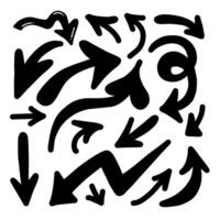 Set of curved arrows hand drawn. Sketch doodle style. vector