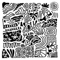 Hand drawn doodle with black lines, creative abstract illustration suitable for stickers, drawing books, covers vector