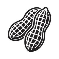 Simple Silhouette Illustration of Peanuts in Shells vector