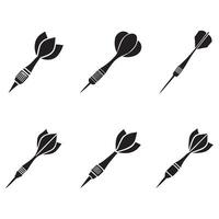 Collection of Six Different Dart Silhouettes for Games vector