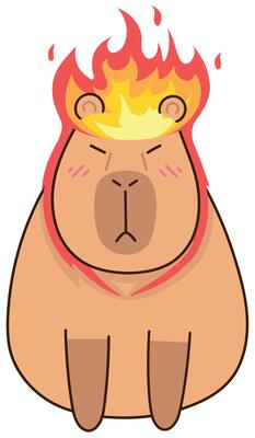 Capybara sticker is cute. Emotion of anger, rage.