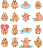 Set capybara stickers. Emojis. Communication, text vector
