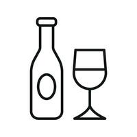 Wine bottle and glass icon features a sleek and elegant design, perfect for representing wineries, fine dining, or luxury beverage branding. vector