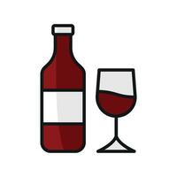 Wine bottle and glass icon delivers a stylish and classy representation, perfect for use in event invitations, wine clubs, or beverage advertisements. vector