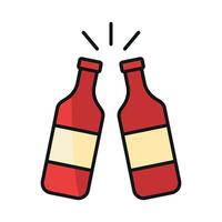 Wine bottle and glass icon embodies a clean and artistic style, ideal for enhancing wine-related blogs, magazines, or e-commerce sites. vector