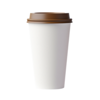 Disposable coffee cup with a brown lid and white textured design on a plain png