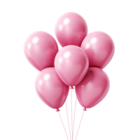 Pink helium balloons clustered together forming a cheerful bunch tied with strings against clear png