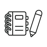 Binder pencil set icon showcases a clean and organized look, ideal for promoting educational tools, study materials, or workspace setups. vector
