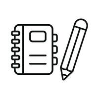 Binder pencil set icon highlights a minimalist and professional aesthetic, great for illustrating productivity apps, note-taking tools, or academic resources. vector